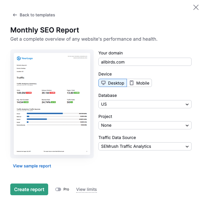 monthly seo report sample